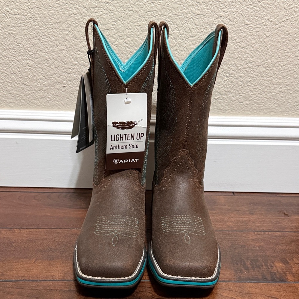Ariat Brown Boots with Teal Highlights